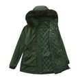 thumbnail image 4 of Women's Solid Mid Length Jacket With Large Collar And Warm Winter Coat,Size:M, 4 of 6