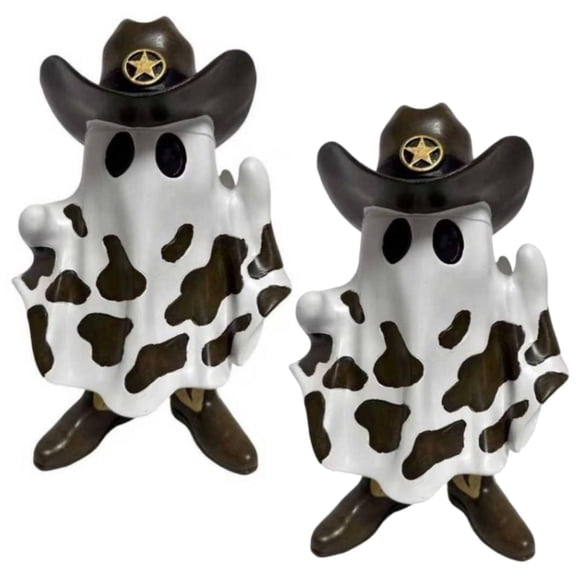 Cowboy Ghost Tabletop Decor, 2026 Halloween Western Theme, Ghost Figurine for Shelf, Mantel and Tiered Tray