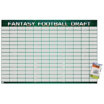 Fantasy Football Draft Wall Poster with Pushpins, 22.375" x 34"