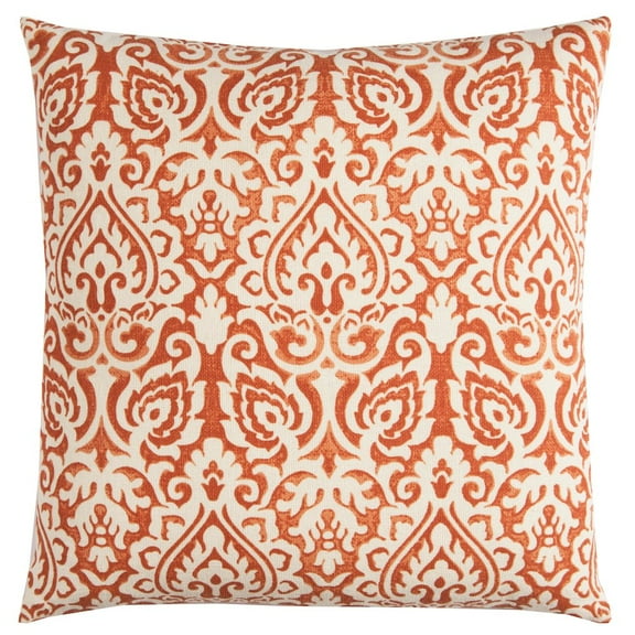 Rizzy Home Damask 22" x 22" Cotton Pillow Cover in Orange/Natural