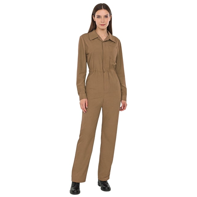 Manyakai Combinaisons pour Femmes Mode Combinaison à Boutons Décontractée Col Rabattu Manches Longues Tenue de Travail Kaki G