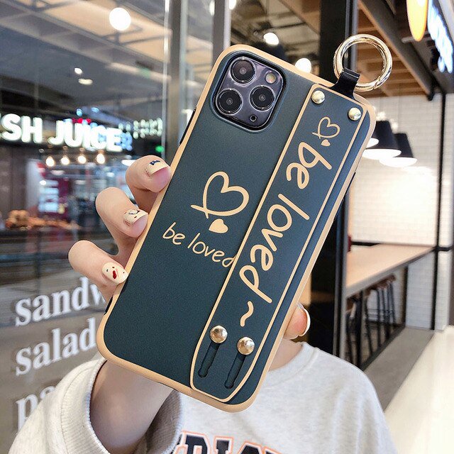 Funda de teléfono con correa de muñeca abstracta de arte Retro para iPhone 13 12 11 Pro Max XR XS Max 7 8 Plus X SE, funda de soporte suave de TPU a prueba de golpes Tan Jianjun unisex