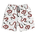thumbnail image 3 of Uemuo Red Snake Pattern Men's Swim Trunks Hawaiian Beach Bathing Suit Swimsuits Beach Quick-Dry Shorts with Pockets-Large, 3 of 9
