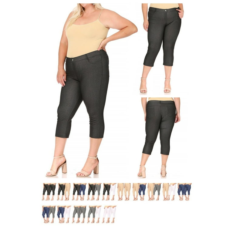 Walmart plus size capri jeggings cheap