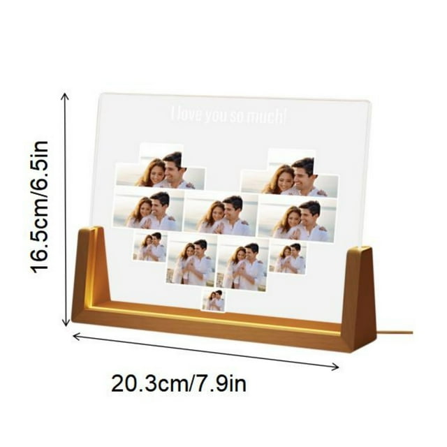 Specollect 1 Pcs Acrylic Night Light, LED Lamp, Anniversary Birthday Gift for Couples, Romantic Home Decor, Bedside Table Light, High-Clarity Thick Acrylic with Wood Base 8in