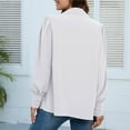 thumbnail image 5 of Button Down Shirts for Women Puff Long Sleeve Blouses Pleated Solid Color Tops Cotton Loose Casual Basic Tee (White L), 5 of 7