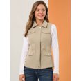 thumbnail image 3 of Chaleco Allegra K con cremallera y bolsillos sin mangas Anorak Utility Caqui XS, 3 of 6