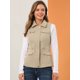 thumbnail image 3 of Chaleco Allegra K con cremallera y bolsillos sin mangas Anorak Utility Caqui XS, 3 of 6