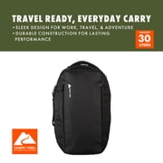 Ozark Trail 30L Commuter Backpack, with Laptop Compartment for Work or Travel, Black