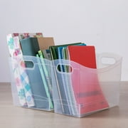Mainstays Clear Plastic Utility Storage Bin Organizer with Built-In Handles, Large Storage Container for Pantry, Closet, Cabinet and Shelf Organization, 15.3 x 10.4 x 9.8