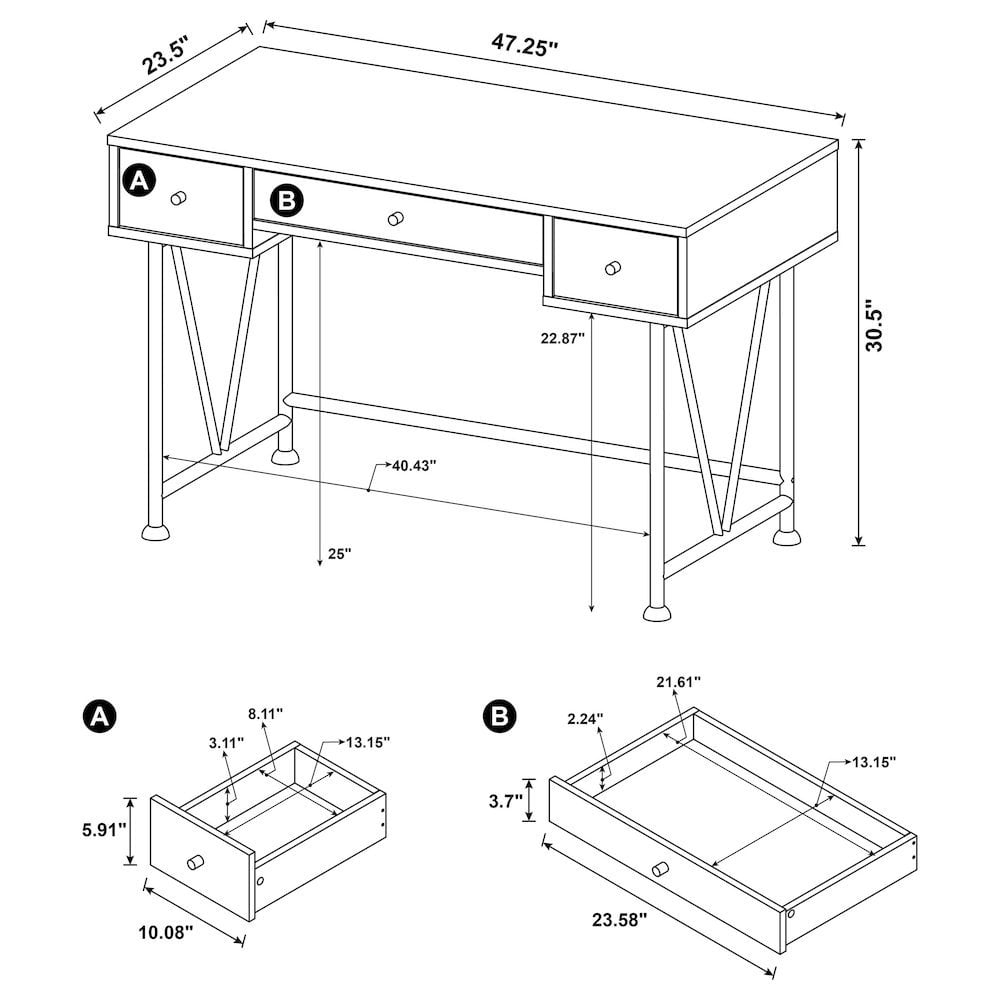 FurniFact Office Desk with Drawers – Stylish Computer Desk for Home or Work