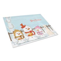 Caroline's Treasures Merry Christmas Carolers Soft Coated Wheaten Terrier Glass Cutting Board Large