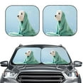 thumbnail image 2 of Balery 2 Piece Dog Wrapped in Towel Car Windshield Sun Shade|Foldable Front Windshield Shade for Car Front Window for Most Sedans SUV Truck-Large, 2 of 7