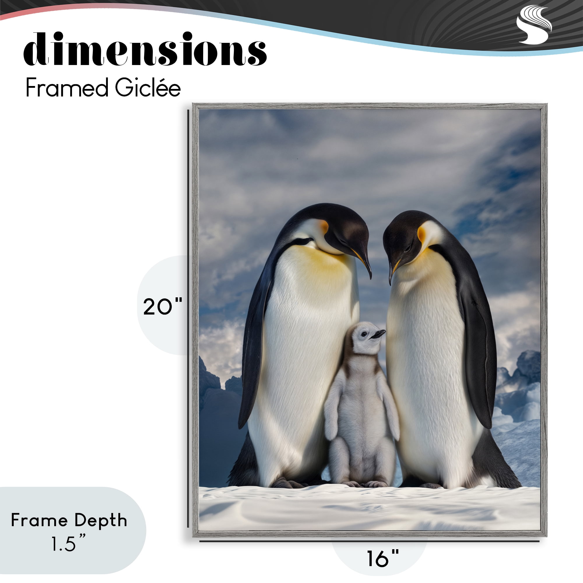 Stupell Industries Penguins In The Wild Gray Framed Giclee Art, design by Scott Stulberg
