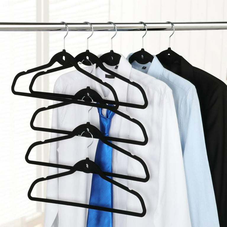 100 Velvet Suit Hangers - Non-Slip with Chrome Swivel Hook - Gray, 17.25 x  9.25 - Foods Co.