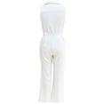 thumbnail image 4 of Oplxuo Wide Leg Jumpsuits for Women Dressy Summer Button Up Lapel Sleeveless Elegant Work Rompers with Belt & Pockets, 4 of 5