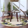 thumbnail image 4 of Summer Grape Wreath Round Area&nbsp;Rug 8ft Retro Watercolor Purple Grapes Green Leaf Linen Non-Slip&nbsp;Washable Circle Rugs Soft Felt Indoor Floor Mat for Bedroom Kitchen Living Room Bathroom, 4 of 9