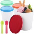 thumbnail image 1 of 4 Pack Ice Cream Containers, 1 Quart Freezer Storage Containers with Silicone Lids and Spoon for Ice Cream, Sorbet and Gelato, Freezer Dishwasher Safe, 1 of 5