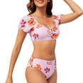 thumbnail image 1 of Aayomet Bathing Suits for Women Print Open Back Bikini Tankini (Pink, XL), 1 of 4