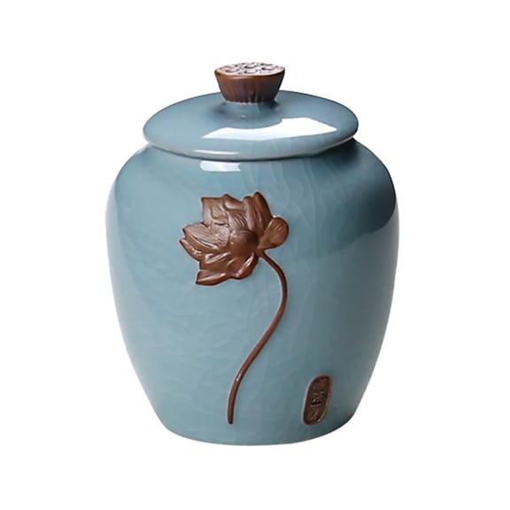 PBPBOX 1Pc Green Ceramic Tea Storage Container with Beautiful Design