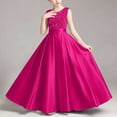thumbnail image 6 of AHTJRT Dresses for Girls Sequin Glitter Satin Silk Sleeveless A-Line Formal Dress Birthday Party Wedding Gowns Princess Dress Hot Pink 3-4 Years, 6 of 8