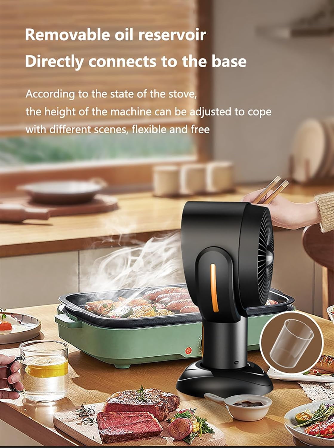 Portable Range Hood for Kitchen, Tabletop Smoke Extractor Fan with Washable Filter, USB Rechargeable Mini Kitchen Exhaust Fan, Desktop Ductless Smoke Vent Hood for Indoor Cooking & Hot Pot