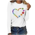 thumbnail image 1 of Pisexur Hauts d'Automne pour Femmes Mode Mignon Cœur Imprimé Graphique Tee Tops Col Rond Manches Longues Chemises pour Femmes Habillé Décontracté Sortie Tops Confort Polyvalent T-Shirts Légers, 1 of 5