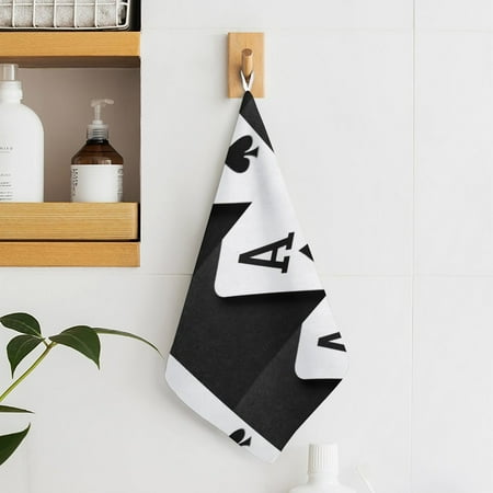 

Ace of Spades Monochrome Playing Card Towels for Bathroom Kitchen Gym Towels Soft Highly Absorbent Hanging Towel with Hanging Eyelet
