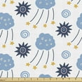 thumbnail image 1 of Fantasy World Fabric by the Yard, Doodle Astronomy Clouds Swirls and Stars, Decorative Upholstery Fabric for Chairs & Home Accents, 3 Yards, Slate Blue Apricot by Ambesonne, 1 of 4