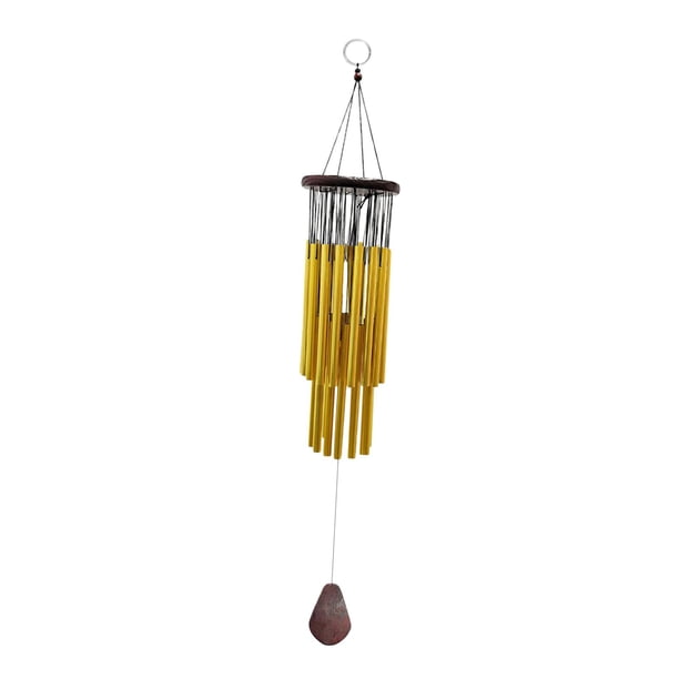 Campanas de viento hechas a mano, 27 tubos, campanas relajantes, decoración colgante, campana de viento Oro kusrkot Campanas de viento