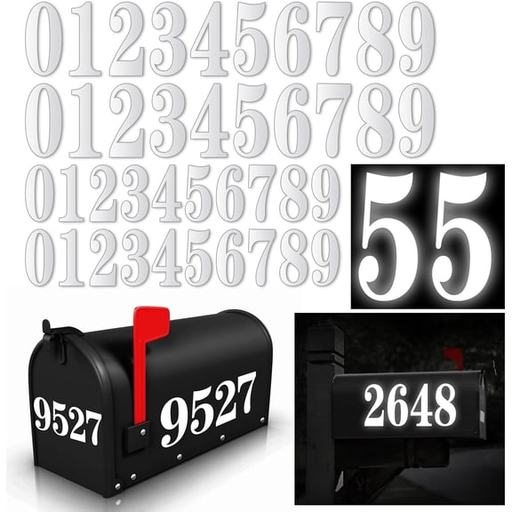 White Mailbox Numbers, Vinyl Waterproof Stickers for Outside, Address on House, Mailbox Number Set