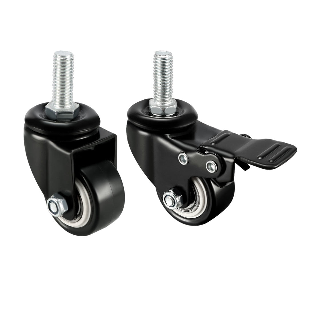 Swivel Fixed Casters 1.5 Inch PU M10 x 25mm Stem Caster Wheels 4 Pcs