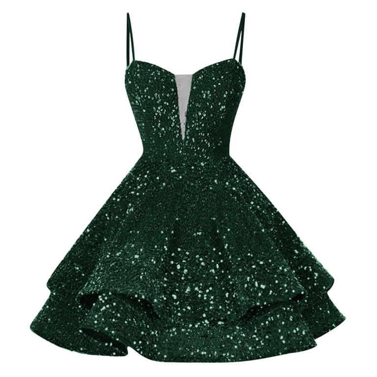 Alkepwun Tiered Dress Women V Neck Spaghetti Straps Sequin Short Graduation  Dresses A Line Hem Full-Skirted Mini Dress Sweet 16 Photo Shoot Cocktail  Gown - Walmart.com