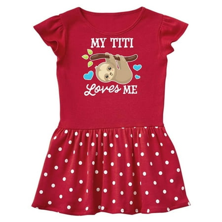 

Inktastic My Titi Loves Me with Sloth and Hearts Gift Baby Girl Dress