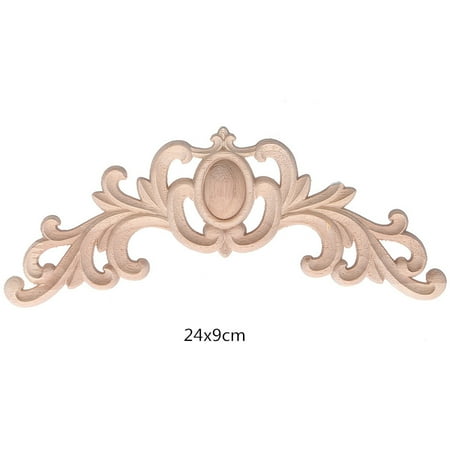 Unpainted Flower Wood Carved Corner Onlay Applique Furniture