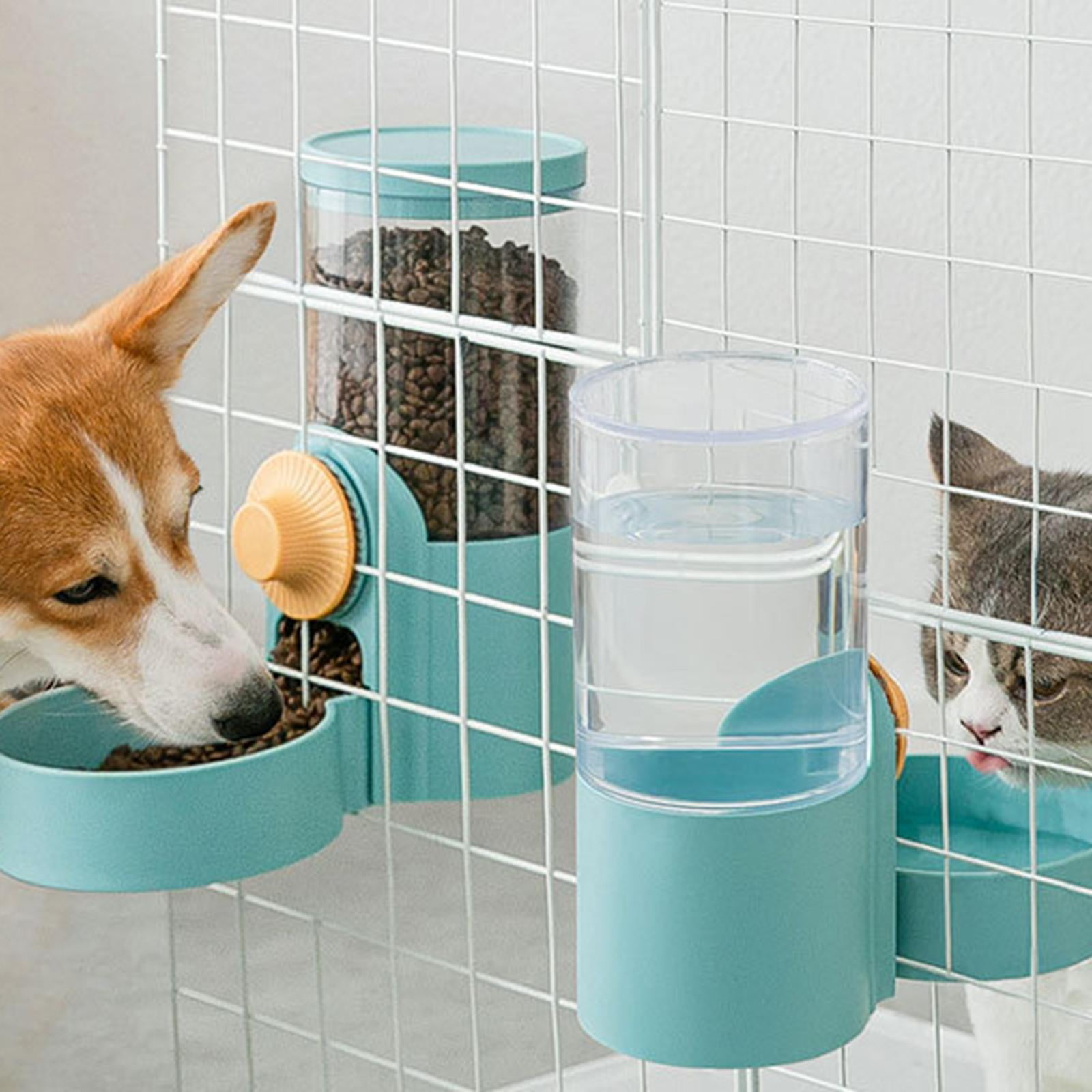 Automatic Cat Feeder Food Container Dog Bowls Hanging for Small Medium Dog Pets Puppy Kitten - White