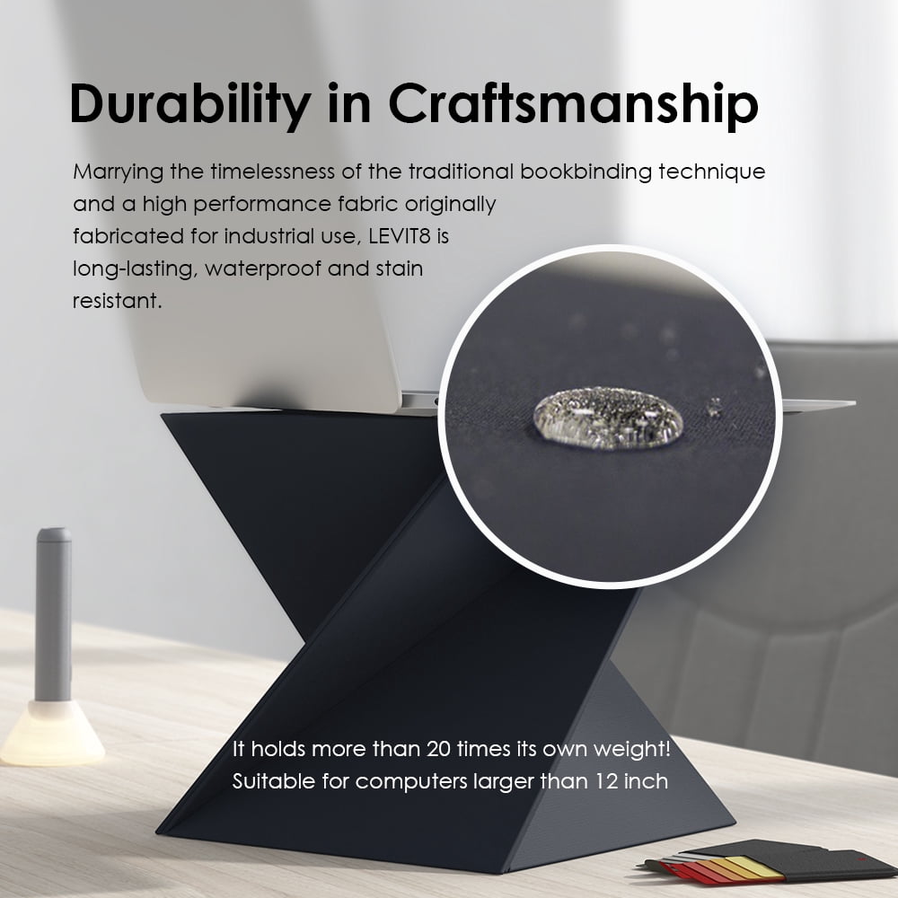 Levit8 - The flat folding portable standing desk, Laptop Stand, Sit to Stand, Flat to Raised Surface, No Assembly, Large