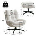 thumbnail image 3 of Othniel White Swivel Accent Chair with Ottoman Rocker Glider Chairs Ottoman Footrest Set, 3 of 10