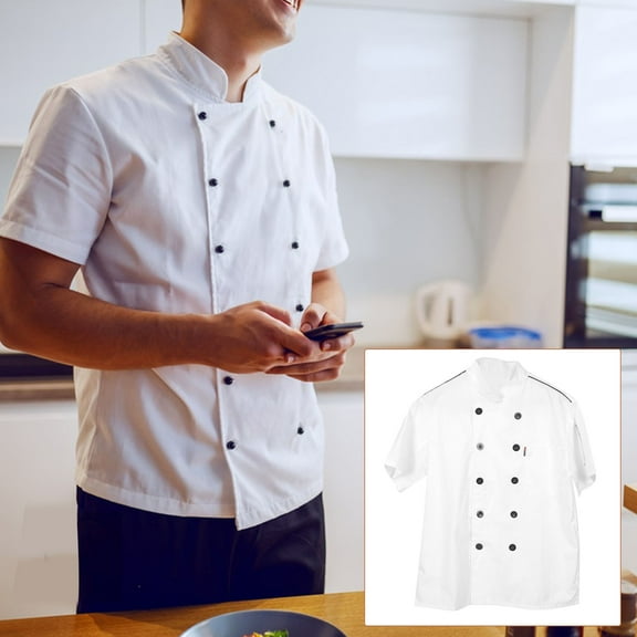 LULULION Chef Jacket Men White Polyester 1Pack Moisture Wicking Professional Image for Kitchen Uniforms
