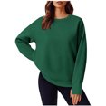 thumbnail image 2 of Clearance under 10 Women's Ladies' Fashionable Casual Solid Color Long Sleeved Round Neck Sweatshirt with Pocket Green L, 2 of 9