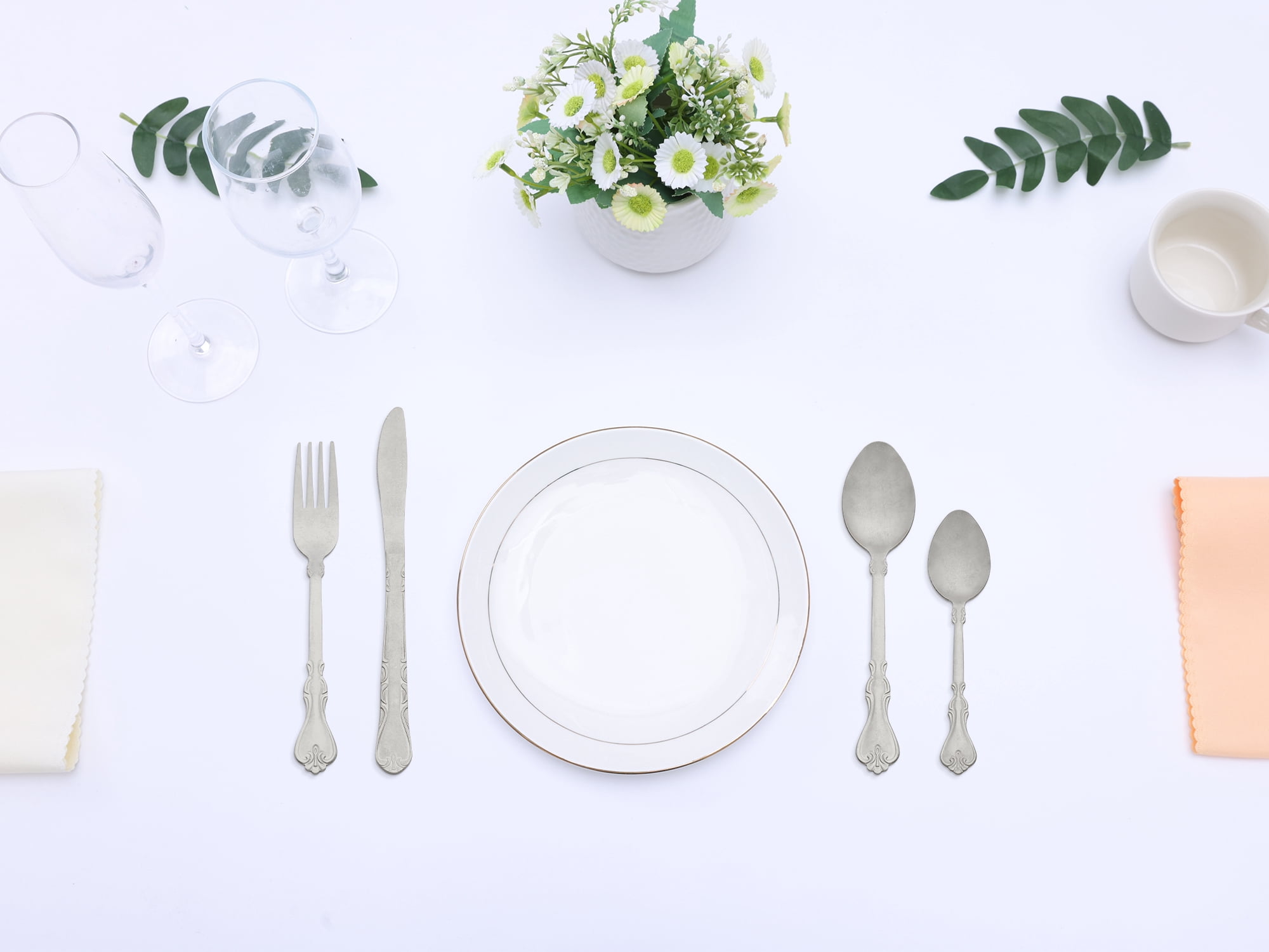 Unique Bargains Durable and Elegant Stainless Steel Silverware Set Silver 4pcs