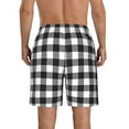 thumbnail image 3 of Kdxio Black White Plaid Pattern Mens Casual Shorts - Drawstring Summer Beach Sports Shorts for Men, 3 of 9