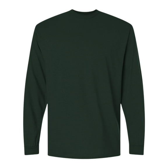 Gildan Unisex Dryblend Long Sleeve T-Shirt 50/50 Cotton/Polyester Durable Classic Fit Plain Tee (Forest-Green, L)