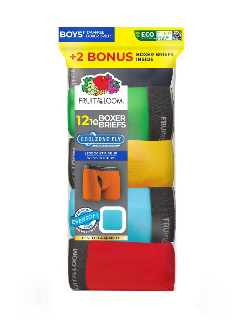 Fruit of the Loom Boys Eversoft CoolZone Boxer Briefs, 10+2 Bonus