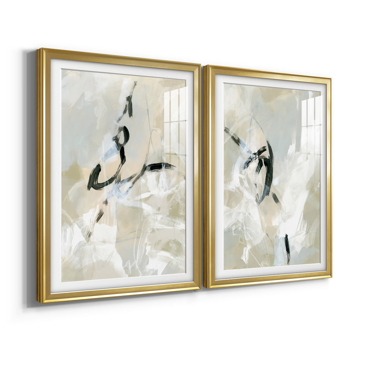 Wexford Home Scribble Veil I Premium Framed Print, 22.5" x 30.5" - Ready to Hang, Gold (Set of 2)