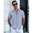 thumbnail image 3 of COOFANDY Men's Cool Linen Cotton Short Sleeve Shirt, Casual Button Down Shirt for Beach Summer Wedding Daily, 3 of 9