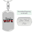 thumbnail image 2 of Depute Wife Firefighter Stainless Steel or 18k Gold Premium Swivel Dog Tag Keychain, 2 of 10