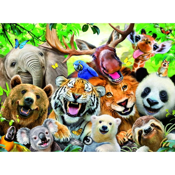Rompecabezas Ravensburger con animales exóticos para selfies, 300 piezas