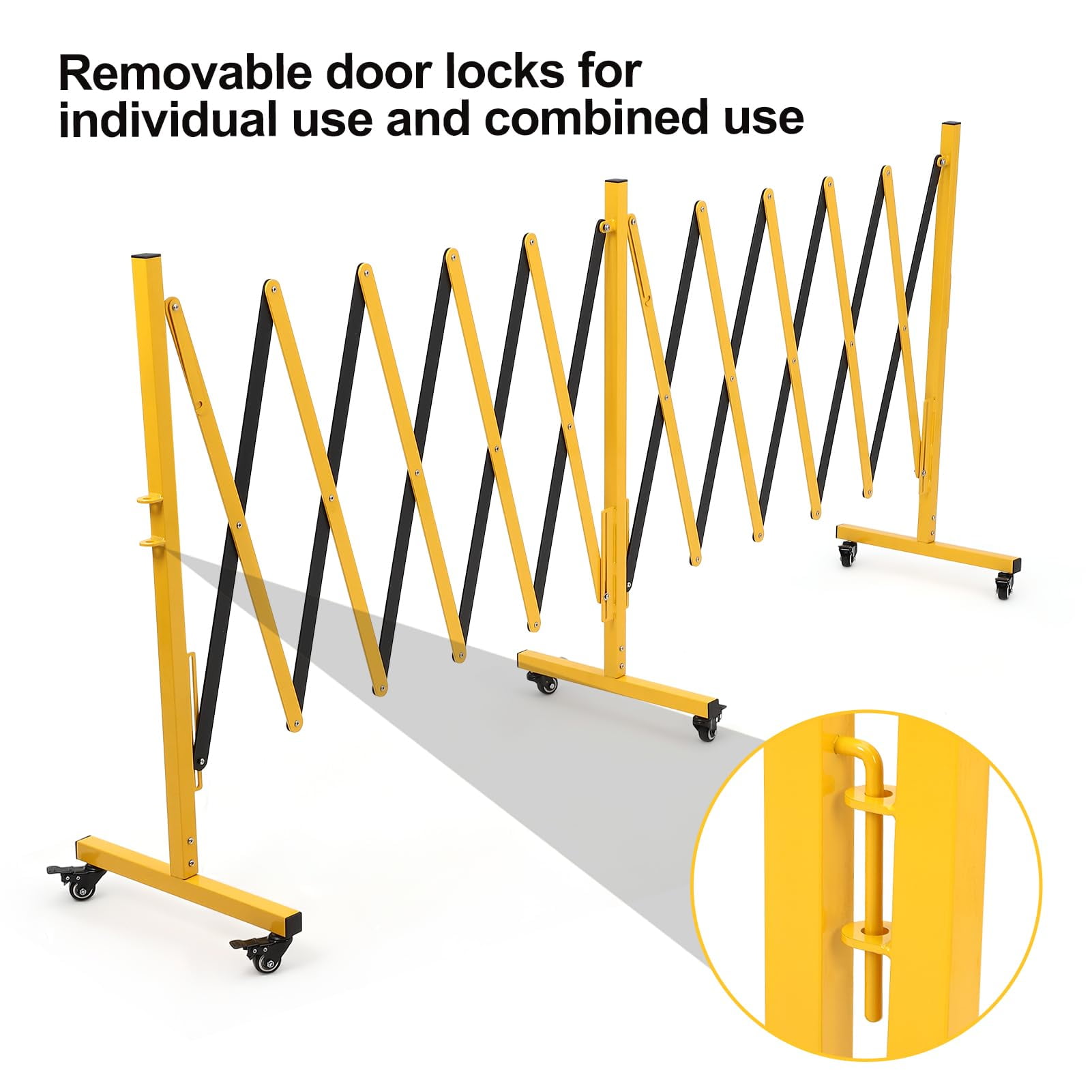 Metal Expandable Barricade, Folding Security Gate, Retractable Driveway Gate, Folding Safety Barricade, Yellow and Black