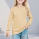 thumbnail image 1 of Cowsor Girl's Crew Neck Solid Color Sweatshirts with No Hood Casual Color Block Long Sleeve Pullover Tops, 1 of 7